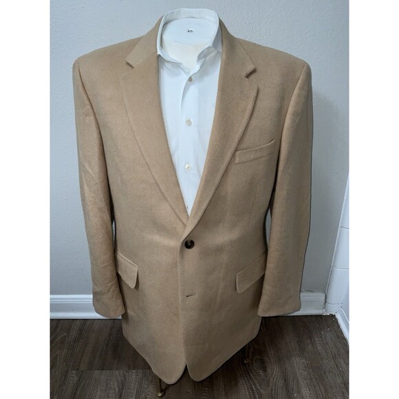 Jos. A. Bank 100% Camel Hair Sport Coat Blazer Jacket Mens Sz 43R Tan Beige - Picture 1 of 16